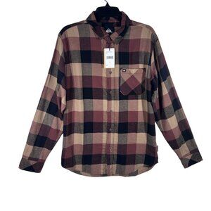 Quiksilver Plaid Flannel Button-Up Shirt Men's Small‎ Long Sleeve NEW